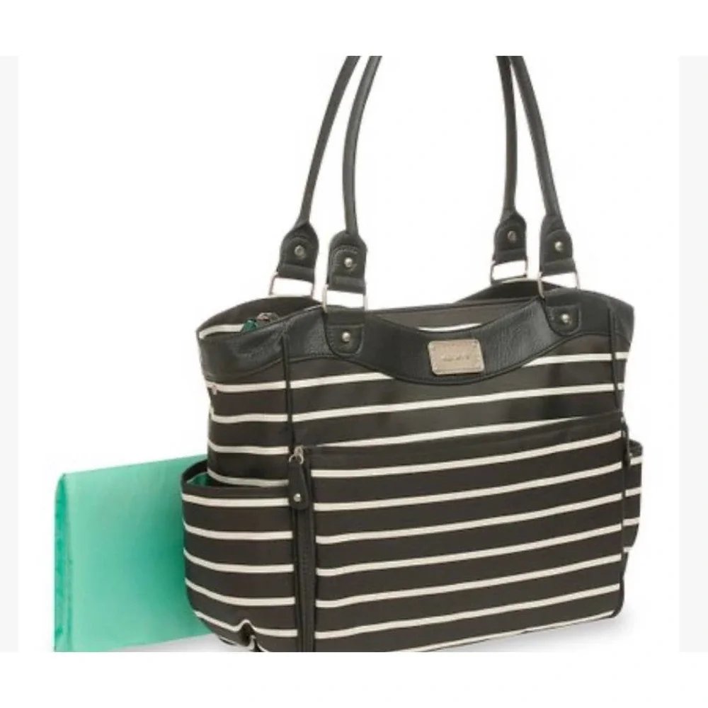 Carter's Black And White Stripe Diaper Bag